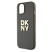 PU Leather Stack Logo Wrist Strap Zadní Kryt pro iPhone 15 Brown DKNY