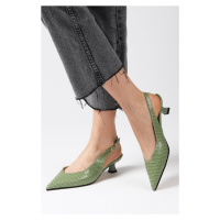 Mio Gusto Nancy Green Color Open Back Short Heeled Shoes