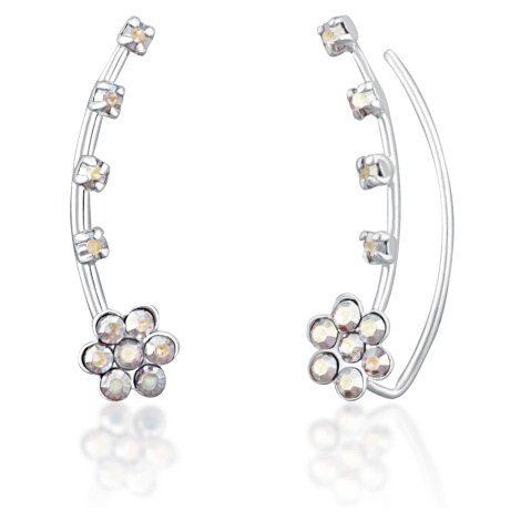 JwL Luxury Pearls Květinové podélné náušnice s krystaly JL0722