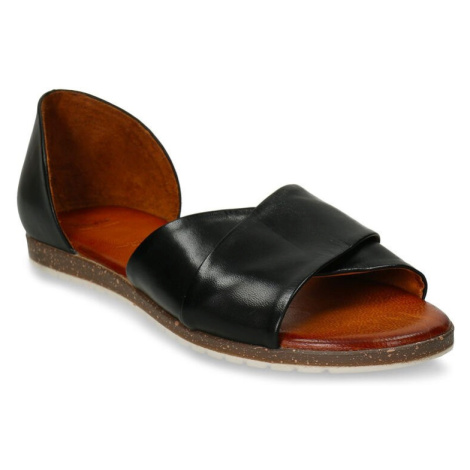 Černé dámské kožené nazouvací sandály