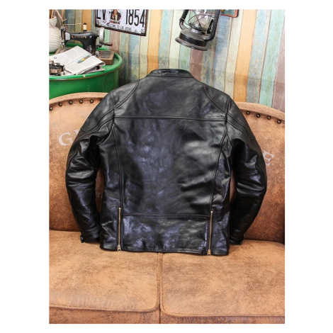 Retro jezdecká bunda z pravé kůže v klasickém stylu