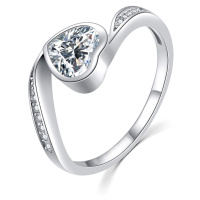 MOISS Něžný stříbrný prsten se zirkony Srdíčko R00021