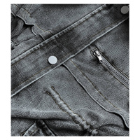 Černo/šedá dámská džínová bunda s kožešinovou podšívkou (BR8048-109)