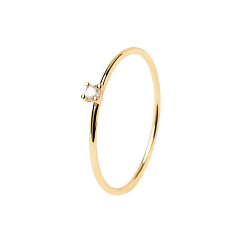 PDPAOLA Minimalistický pozlacený prsten se zirkonem White Solitary Essentials AN01-156