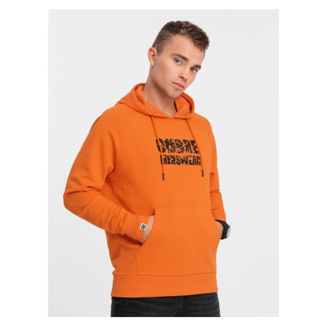 Ombre Clothing Trendy oranžová mikina s nápisem V1 SSPS-0155