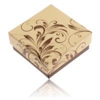 Krabička na prsten a náušnice, krémovo-hnědá barva, květinové ornamenty