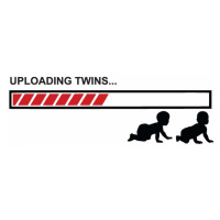Těhotenské tričko s motivem Uploading twins... - tričko se dvojčátky