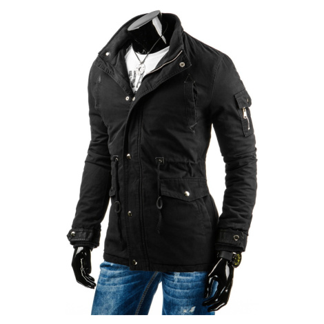 Pánská prošívaná zimní bunda s kapucí Černá / model 15042687 - Dstreet