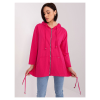 TMAVĚ RŮŽOVÁ DELŠÍ MIKINA NA ZIP S KAPUCÍ -DARK PINK