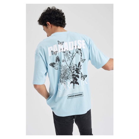 DEFACTO Oversize Fit Crew Neck Back Printed Cotton T-Shirt