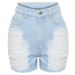 Trendyol Light Blue Ripped High Waist Mini Denim Shorts & Bermuda