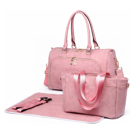 Elegantní kožená sada přebalovacích tašek pro maminky MISS LULU Barva: Růžová