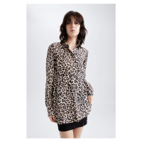 DEFACTO Relax Fit Long Sleeve Zebra Print Tunic