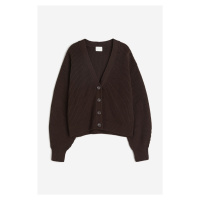 H & M - Propínací svetr z žebrovaného úpletu - hnědá
