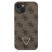 Guess PU 4G Strass Triangle Metal Logo Kryt + Crossbody Popruh iPhone 15 hnědý