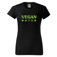 DOBRÝ TRIKO Dámské tričko s potiskem Vegan symboly Barva: Černá