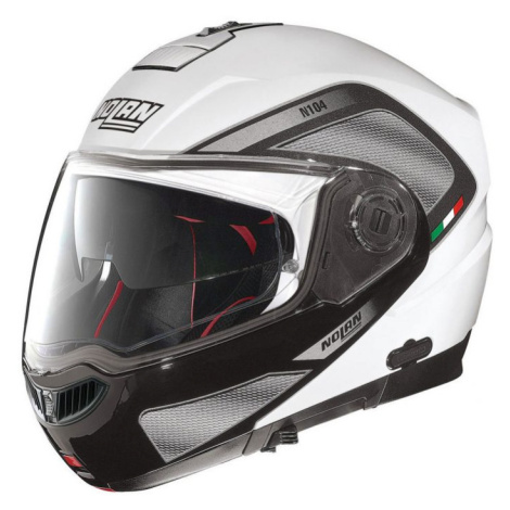 Moto helma Nolan N104 Absolute Tech N-Com Metal White