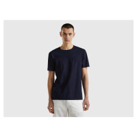 Benetton, Dark Blue T-shirt In Slub Cotton