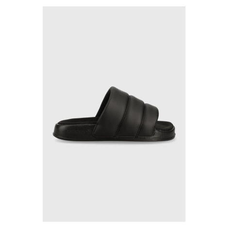 Pantofle adidas Originals Adilette Essential Slide dámské, černá barva, na platformě, IE9641
