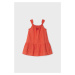 Dětské bavlněné šaty Mayoral oranžová barva, midi