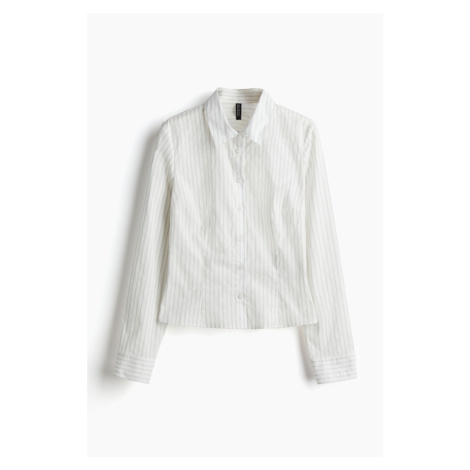 H & M - Přiléhavá popelínová košile - bílá H&M
