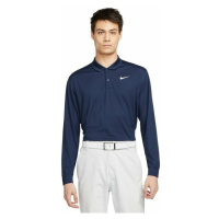 Nike Dri-Fit Victory Solid Mens Long Sleeve Polo College Navy/White