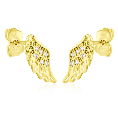 GEMMAX Jewelry Zlaté náušnice Andělská křídla na puzetu GLEYB-39781