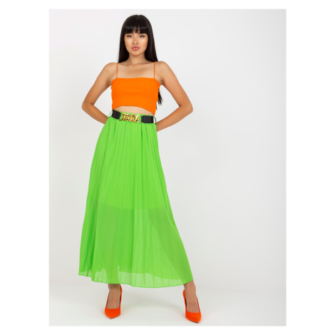 Světle zelená plisovaná sukně s maxi délkou Fashionhunters