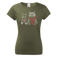Roztomilé dámské tričko s potiskem pejska a kočky - skvělé dětské tričko