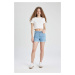 DEFACTO Normal Waist Folded Leg Basic Jean Shorts