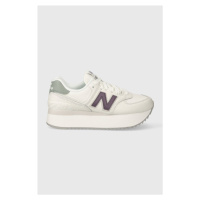 Kožené sneakers boty New Balance WL574ZFG bílá barva