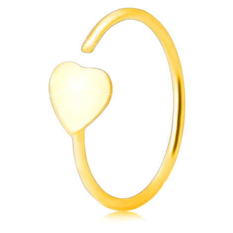 Piercing ve žlutém 14K zlatě - kontura kroužku ukončená plochým srdíčkem Šperky eshop