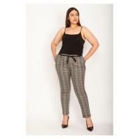 Şans Women's Colorful Checker Pattern Trousers with Side Pockets and Back Float with Ornamental 
