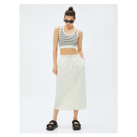 Koton Parachute Skirt Midi Pocket Detailed Waist Elasticated With Stopper.