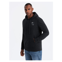 Men's hooded kangaroo sweatshirt with logo - black V1 OM-SSNZ-0162