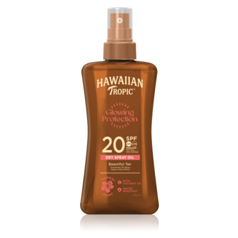 Hawaiian Tropic Glowing Protection Dry Oil Spray hydratační gel na opalování SPF 20 200 ml