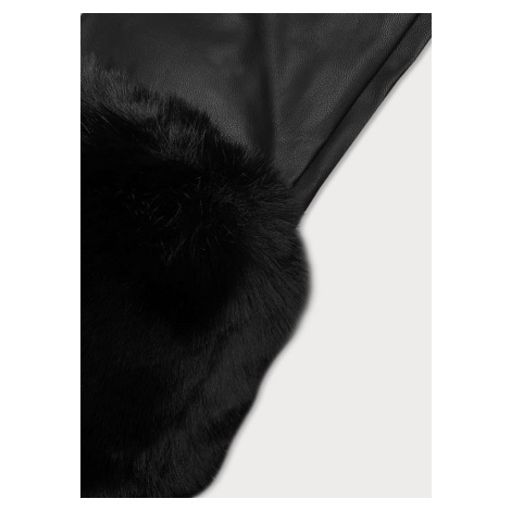 Černá bunda z eko kůže s kožešinovou podšívkou J Style (11Z8079) J.STYLE