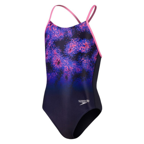 Dívčí plavky speedo placement lane line back girls navy/pink/cobalt