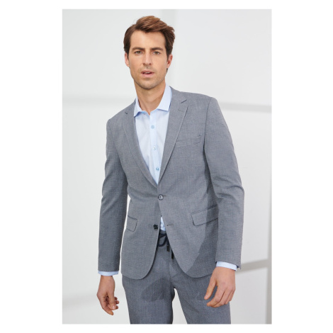 ALTINYILDIZ CLASSICS Men's Gray Slim Fit Slim Fit Monocollar See-through Patterned Suit. AC&Co / Altınyıldız Classics