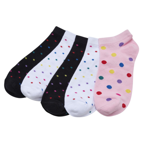 No Show Socks Rainbow Dots 5-balení bílá/černá/hibiskuspink Urban Classics