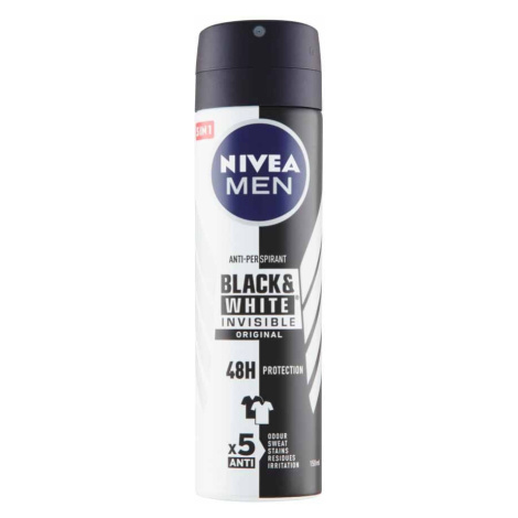 Nivea Men Sprej Antiperspirant Invisible For Black & White Deodorant Ve Spreji 150 ml