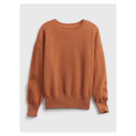 Hnědý holčičí svetr solid slouchy pullover GAP