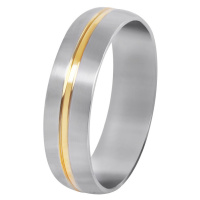 Troli Ocelový prsten se zlatým proužkem 59 mm