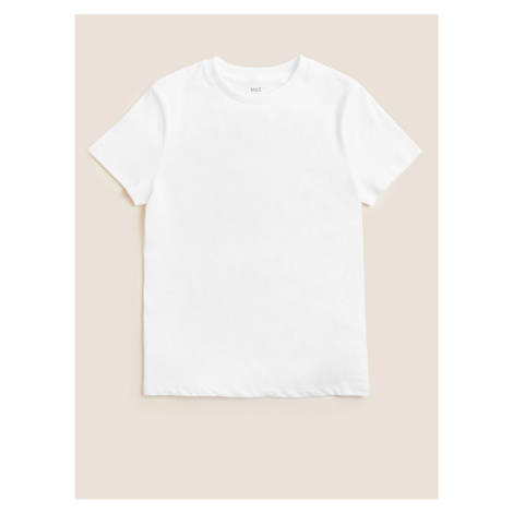 Jednobarevné tričko z čisté bavlny Marks & Spencer bílá