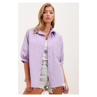 Bigdart 20213 Oversize Short Sleeve Basic Shirt - Lilac