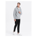 Men's unbuttoned hooded sweatshirt - grey melange V3 OM-SSZP-22FW-003