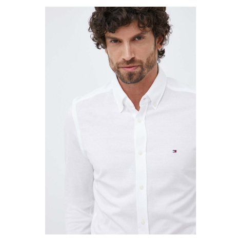 Košile Tommy Hilfiger bílá barva, slim, s límečkem button-down, MW0MW30675