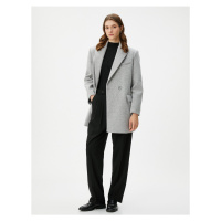 Koton Double Breasted Coat Buttoned Pocket Detail