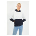 Trendyol Black Color Block Kangaroo Pocket Oversize Knitted Slim Sweatshirt