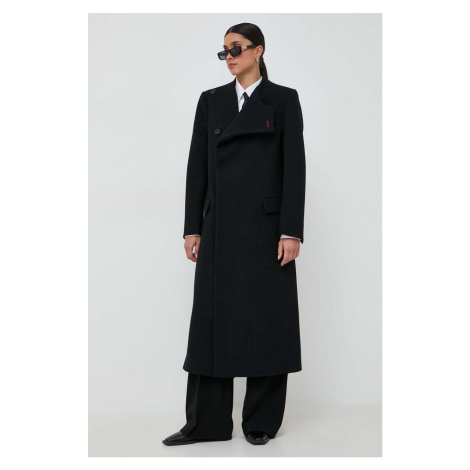 Vlněný kabát Victoria Beckham černá barva, přechodný, dvouřadový Victoria Victoria Beckham